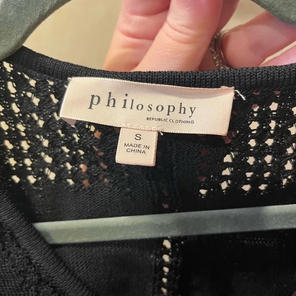 Philosophy Black Crochet Tank size small - Picture 3 of 4